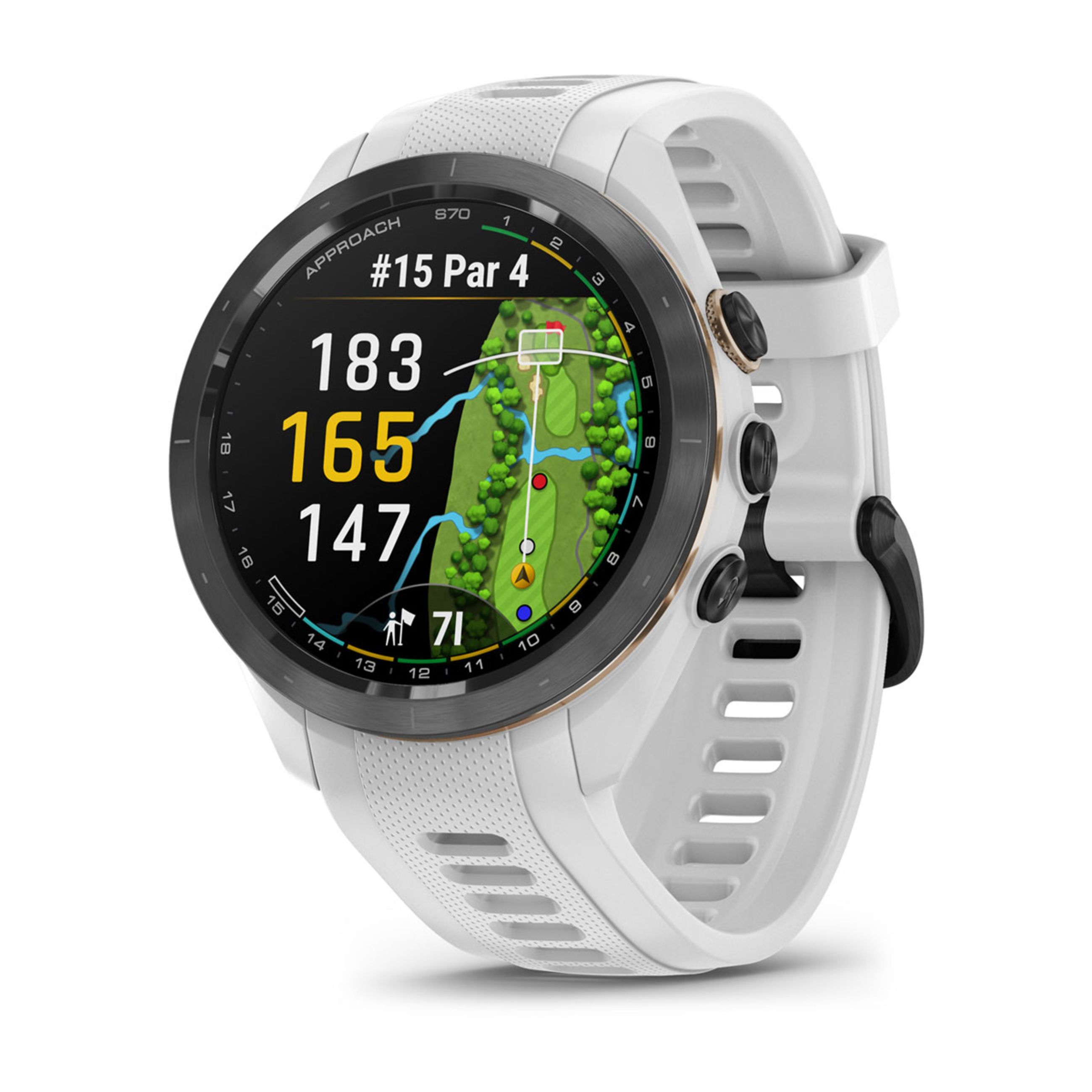 Approach S70 - 47 Mm - Black/Peach Ceramic Bezel With White Silicone Band