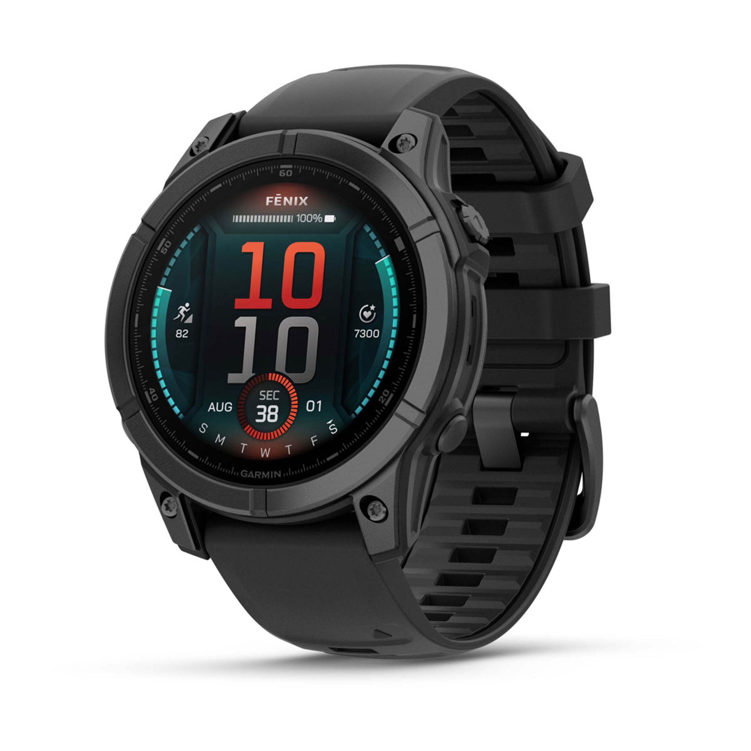 FēNix 8 – 43 Mm, Amoled - Slate Gray Steel With Black Silicone Band