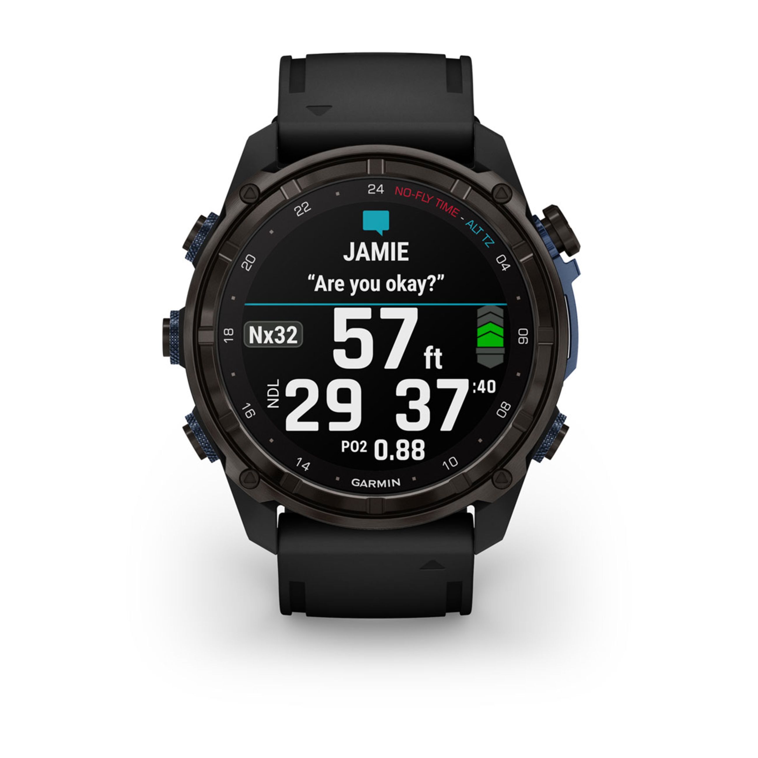 Descent Mk3 – 43 Mm - Carbon Gray Dlc Titanium With Black Silicone Band And Descent T2 Transceiver - Image 2